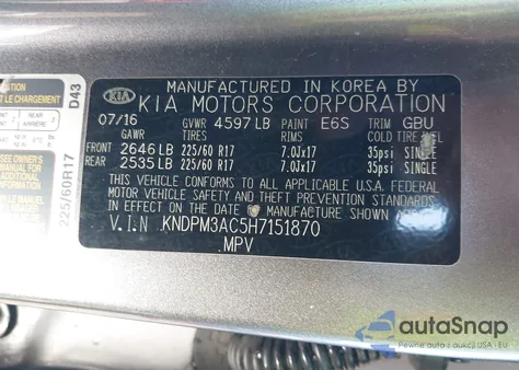 2017 Kia Sportage Lx from USA, damaged, VIN KNDPM3AC5H7151870